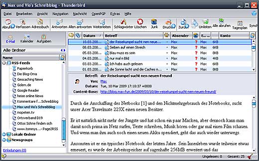 Thunderbird Feedansicht