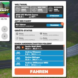 Zwift: Auswahl Strecken, Workout
