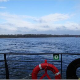 Blick von der Fähre über die Swine