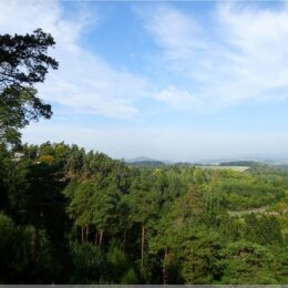 Prachauer Felsen, im Hintergrund Burg Trosky