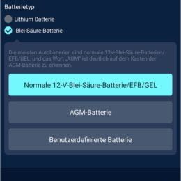 Auswahl Batterietyp